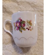 Vintage English China Coffee Cup Crown Trent Plum Fruit Pattern Mug SHIP... - £18.67 GBP