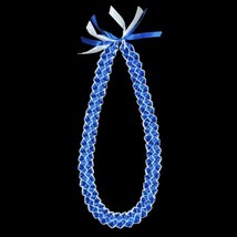 Blue And White Braided 4 Ribbon Graduation Gift Lei Hand Made 1.5” Wide - $17.77