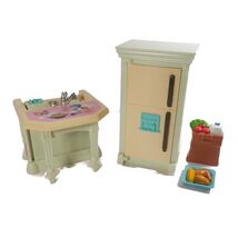 Fisher Price Loving Family Kitchen Green Fridge Sink Groceries Holiday D... - $347.84 MXN