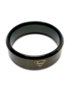 Black Enlaid Stainless Steel Superman Band Mens Size 11 Ring - $13.89 CAD