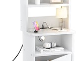 Nightstand With Charging Station And Usb Ports, 47&quot; Tall Bedside Table, ... - $129.94