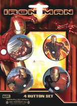 Marvel Comics Iron Man Comic Art Carded Metal Button Set of 4 SEALED NEW - $6.89