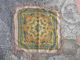 Boho abstract pattern multi-color scarf, retro folk shawl, eye-catching ... - $20.00