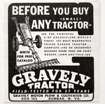 1949 Graveley Motor Plow Garden Tractor Advertisement W Virginia Agricul... - $19.99