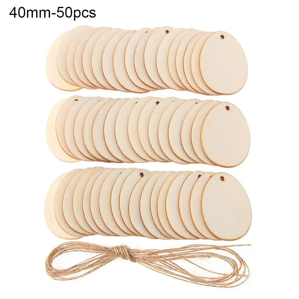 5-30cm Natural Round Unfinished Wood Slices Circles Blank Plaque -40mm-5... - $4.19 CAD