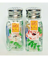 Royal Danube Hand Painted Flower Clear Crystal Salt and Pepper Shakers 3... - $22.76