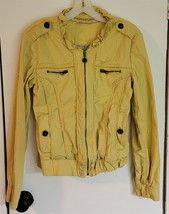 Womens S Fornarina Yellow Ruffled Lightweight Zip Front Jacket Coat - $350.81 MXN