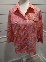 Van Heuson Long Sleeve Button Up Shirt Women Size Large Petite - £6.27 GBP