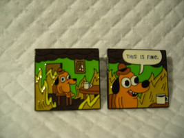 On Fire THIS IS FINE Funny Dog Fire Meme Enamel Pin Brooch Badge  - £10.16 GBP