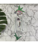 Vintage Y2k Hummingbird Wind Chime Green Pink Beaded Flower Metal Garden - $498.05 MXN