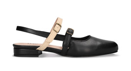 Scarpe donna vegane sling back piatte cinturini fibbia nero beige in App... - $93.57
