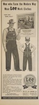 1948 Print Ad Lee Work Clothes Farmer &amp; Son in Overalls Farmall Tractor - £16.22 GBP