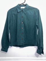 Liz Claiborne Petite Collection Women Size 2 Silk Button Up Long Sleeve Green - £19.41 GBP