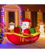 Santa Claus Rowing Boat Christmas Inflatable 7-Ft Lighted Outdoor Holida... - £51.89 GBP