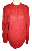 CJ Banks Womans Sweater 1X 16W-18W Red &amp; Black 1/4 Zip Mock Neck - £14.15 GBP