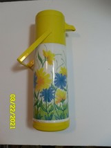 Aladdin&#39;s Pump-a-Drink Dispenser Thermos # P150 Vintage Yellow Floral Flowers - £7.42 GBP