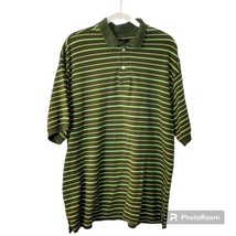 Men&#39;s Redhead Green Yellow Striped Short Sleeve Polo Shirt Size Large - £8.26 GBP