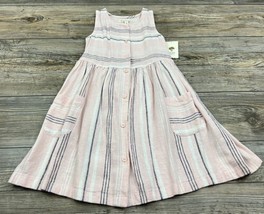 Tucker + Tate Sun Dress Girls 5 Linen Blend Sundress Pink Stripe Sleeveless NWT - £15.57 GBP