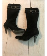 Cole Haan Women&#39;s Boots Black Suede Full Zip Knee Heels Size 9 - $1,489.08 MXN