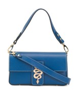 DIVINA FIRENZE Made In Italy Leather Snake Baguette Crossbody blue - $134.04 CAD