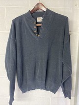 Vtg  Cabelas Sidney, NE Mens L Large Blue Gray Green Rag Knit Pullover Sweater - £23.46 GBP