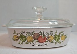 Vtg Corning Ware Spice Of Life L&#39;Echalote Casserole Dish A-1-B 1 Liter LID A-7-C - £15.20 GBP