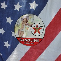 Vintage 1937 Texaco Gasoline Motor Oil Fuel Porcelain Gas &amp; Oil Pump Sign - £98.32 GBP