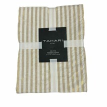 Tahari Tablecloth Ivory Metallic Gold Threading Striped Oblong 60x120 El... - $524.88 MXN