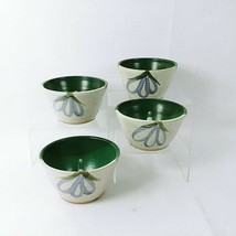 Apple Baker Pottery Dish Artisan Made Initialed Green Gray Set of 4  - £61.50 GBP