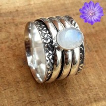 Rainbow Moonstone 925 Silver Ring Handmade Jewelry Spinner Ring Band All Size - £5.78 GBP