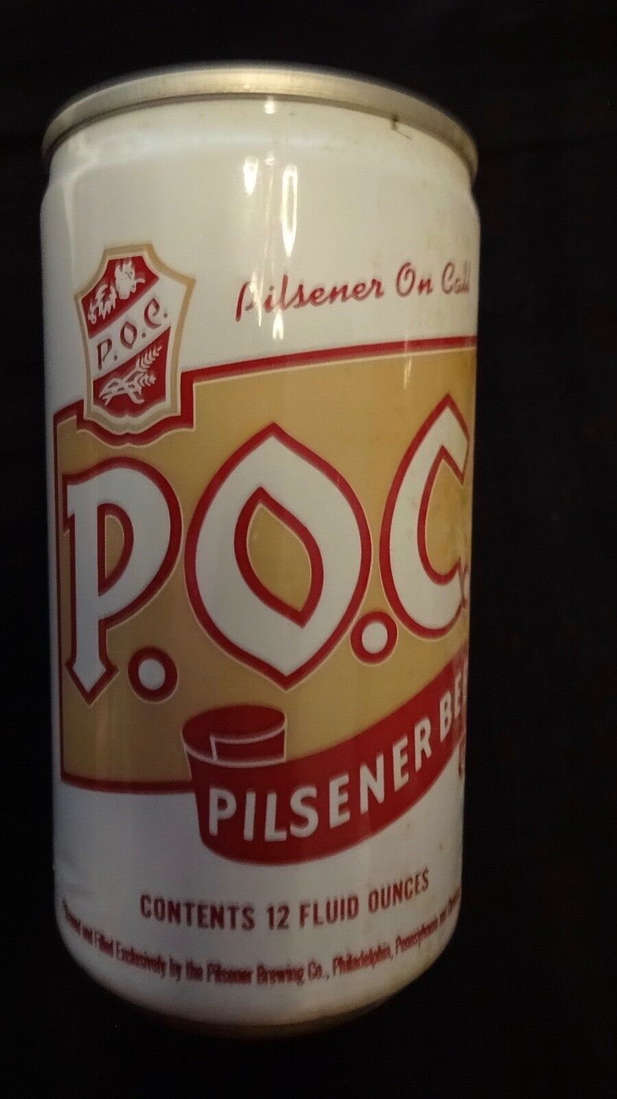 P.O.C. PILSENER  OLD BEER CAN - $4.50