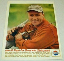 1963 Print Ad Pepsi Cola Happy Fisherman Drinks Out of Bottle - $11.75