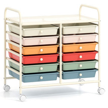 12 Drawers Rolling Storage Cart for Home and Office-Macaron - Color: Mac... - $129.49