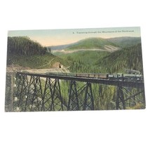 Train Traveling Through the Mountains Postcard Train In Motion  - £3.59 GBP