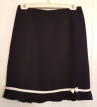 Michele Cute Bow Accent SKIRT size 14 Black &amp; White Knee Length w/ Wavy ... - $17.76