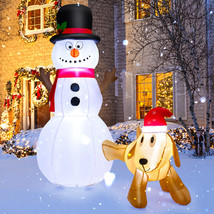 6 FT Inflatable Christmas Snowman with Dog Tall Blow up Xmas Decoration for Yard - £76.34 GBP