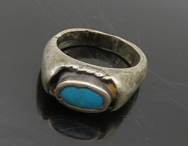 SOUTHWESTERN 925 Silver - Vintage Antique Turquoise Band Ring Sz 5.5 - RG19591 - $59.61