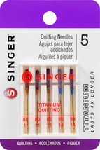 Singer Titanium Universal Quilting Machine Needles-Sizes 11/80 (3) & 14/90 (2) - $15.34