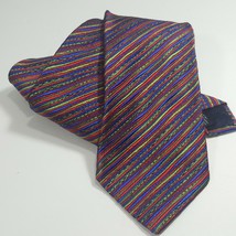 Missoni Cravatte Silk Tie Diagonal Striped Mens Necktie Italy Made Blue Red Grn - £17.09 GBP