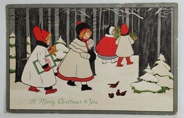 Christmas Greetings Children in Woods c1910 to Richland Center PA Postcard S20 - £4.75 GBP
