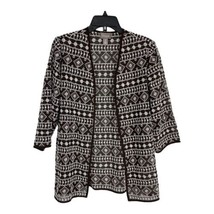 Chicos Womens Cardigan Shirt Size 0=Small Brown White Embroider Open Front Top - £19.90 GBP