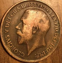 1917 Uk Gb Great Britain One Penny Coin - $1.91