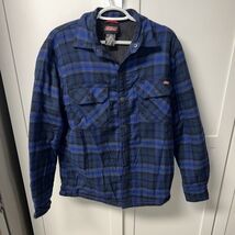 Genuine Dickies Blue &amp; Black Plaid Mens Lined Shacket Button Up Jacket S... - $19.74
