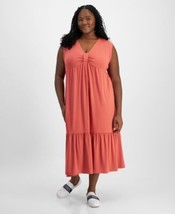 Tommy Hilfiger Plus Size Solid Tiered Sleevel Mineral Red 2X - $25.50