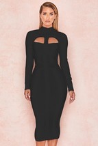 4 Colors Ladies Long Sleeve  Keyhole Bodycon Knee-Length Dress Winter Style Fash - £181.14 GBP