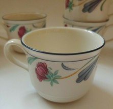 Lenox Poppies On Blue Chinastone Set of 8 Cups Coffee Tea Teacups Made in USA - £22.85 GBP