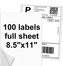 100 Full Sheets Sticker Paper for Laser &amp; Ink Jet Printers, 8.5&quot; X 11&quot; Full Shee - £19.05 GBP