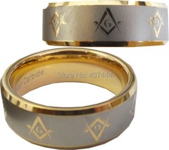 Free Shipping JEWELRY Hot Sales 8mm Men&#39;s Comfort Fit His/Her Gold Bevel Masonic - £30.87 GBP