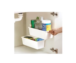 White Set of 2 Stick &amp; Slide Organizers In Cabinet Bath Kitchen or Laundry Room - £18.42 GBP