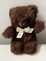 Vintage Dan Dee Dark Brown Teddy Bear 12&quot; Satin Paws Bow Tie - £19.73 GBP